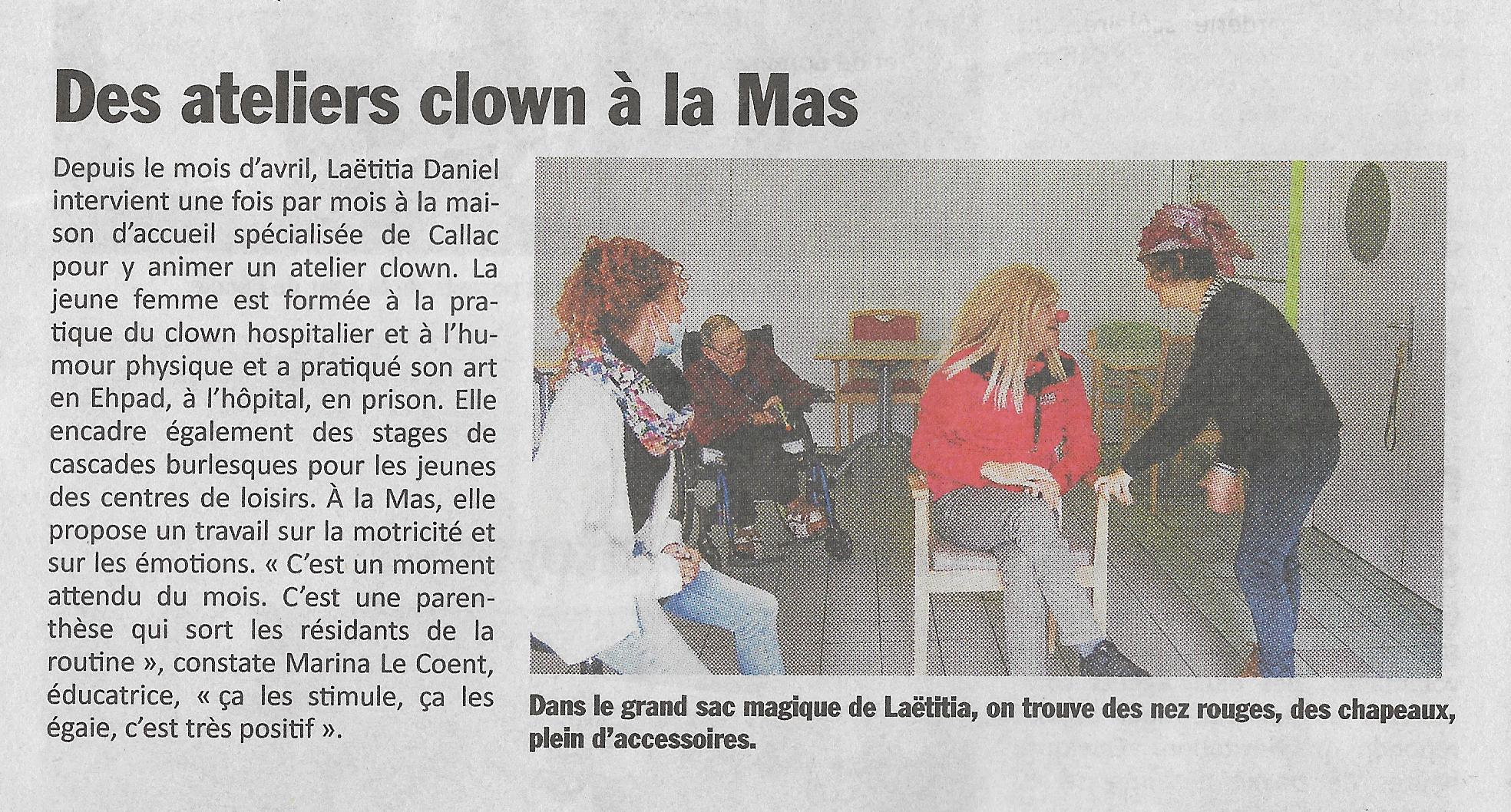 Des ateliers clown à la Mas