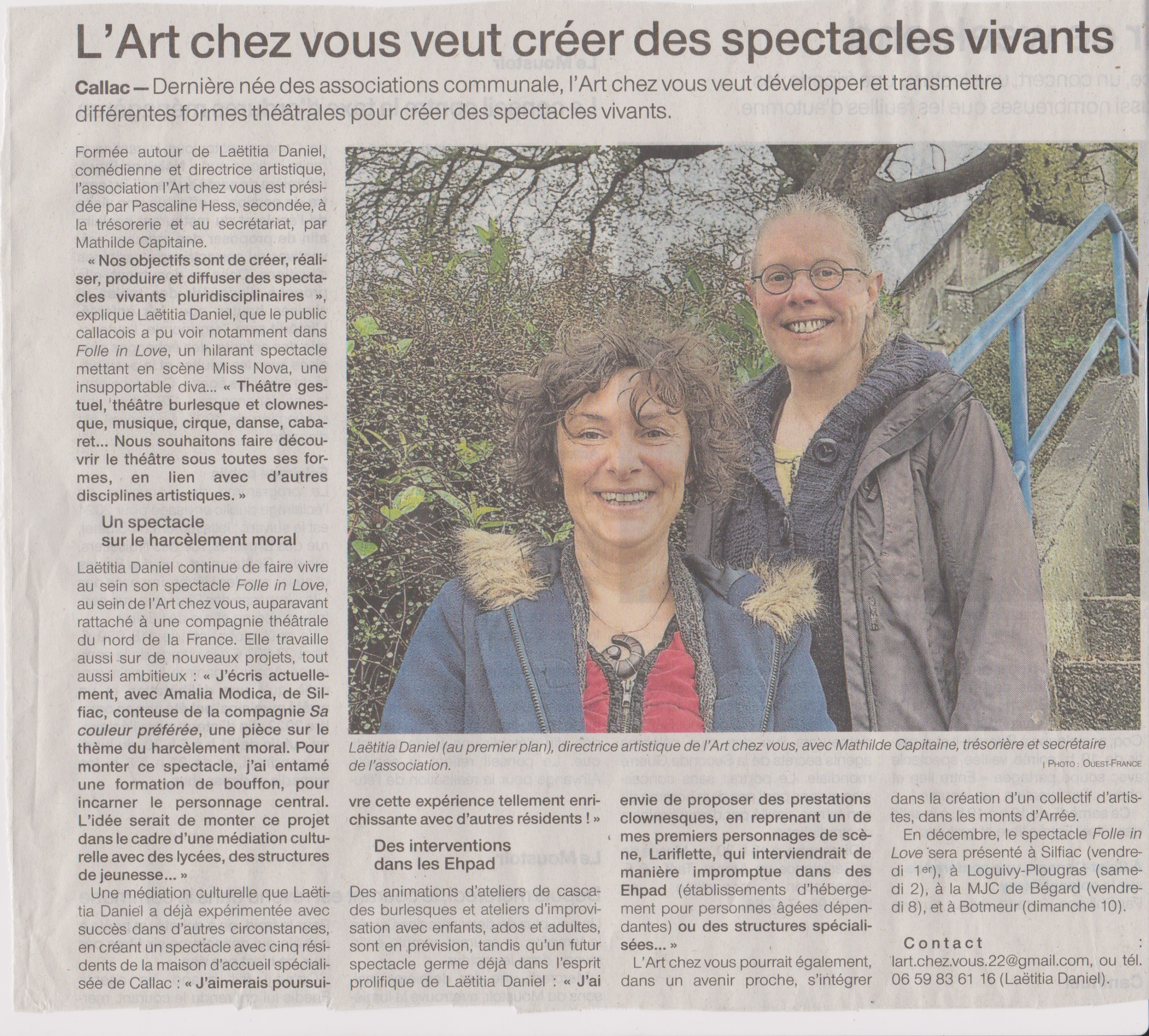 L'Art chez vous veut créer des spectacles vivants