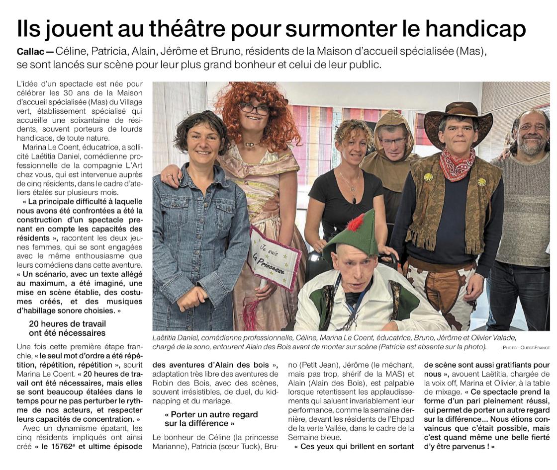 Ils jouent au théâtre pour surmonter le handicap